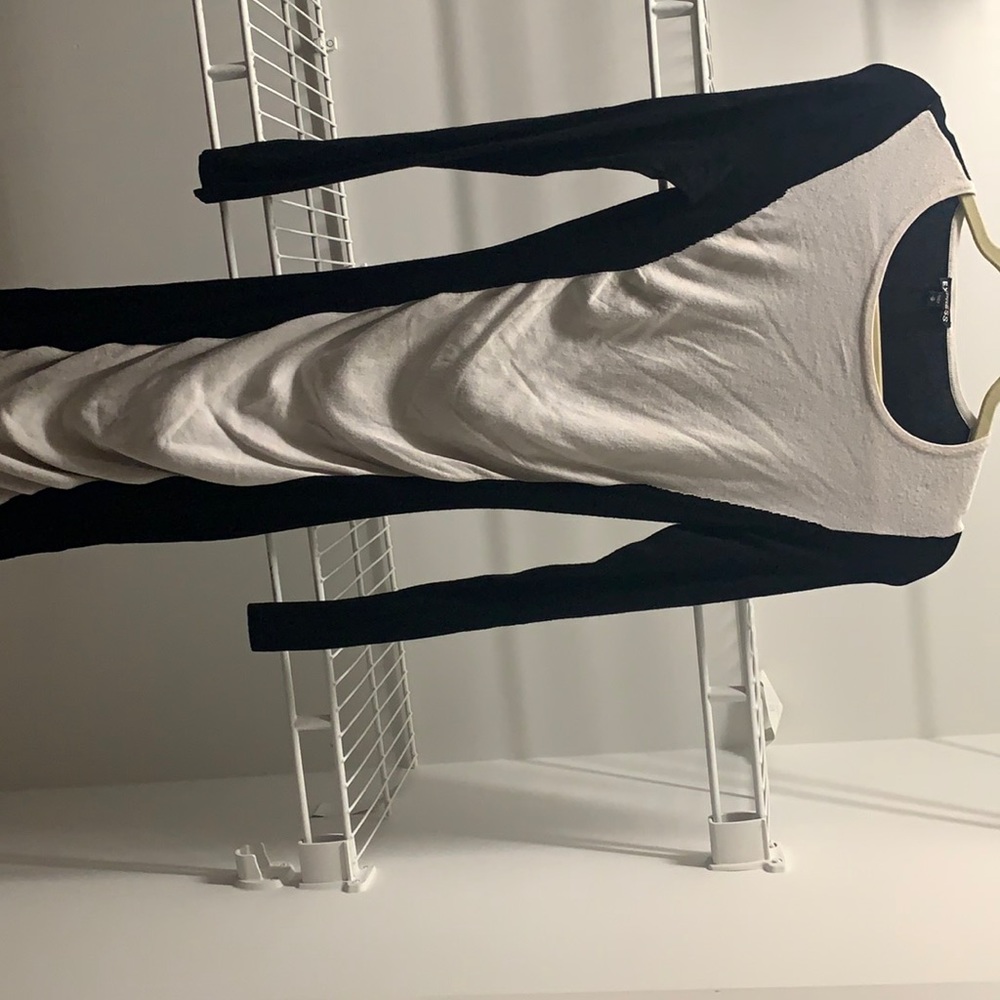 EXPRESS::black/white color block dress.